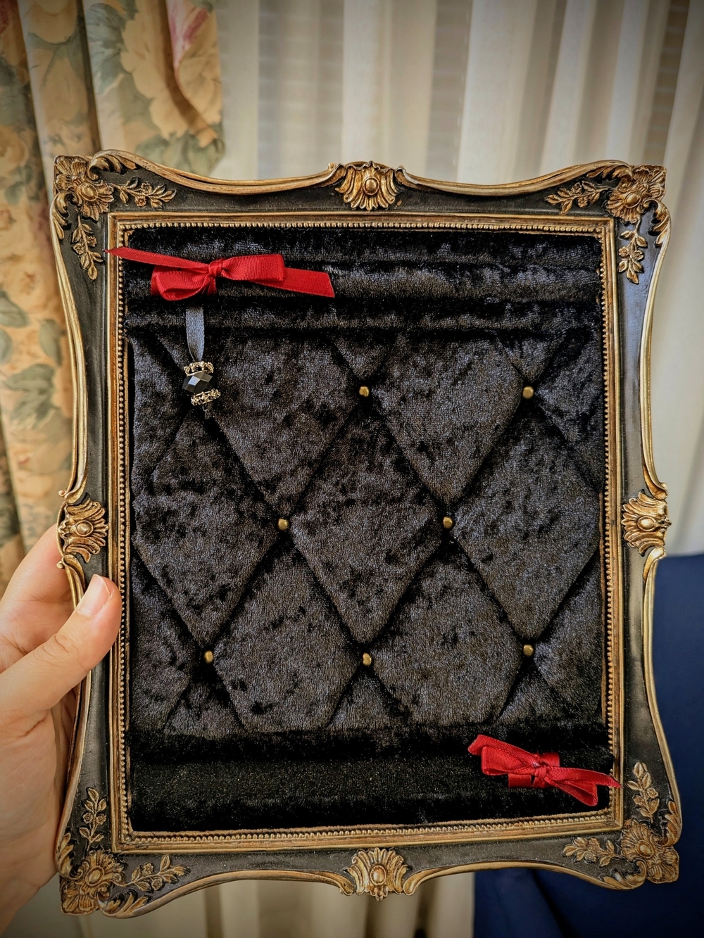 After Vespers | Handmade Tufted Jewelry Display | Gothic 8x10 Frame